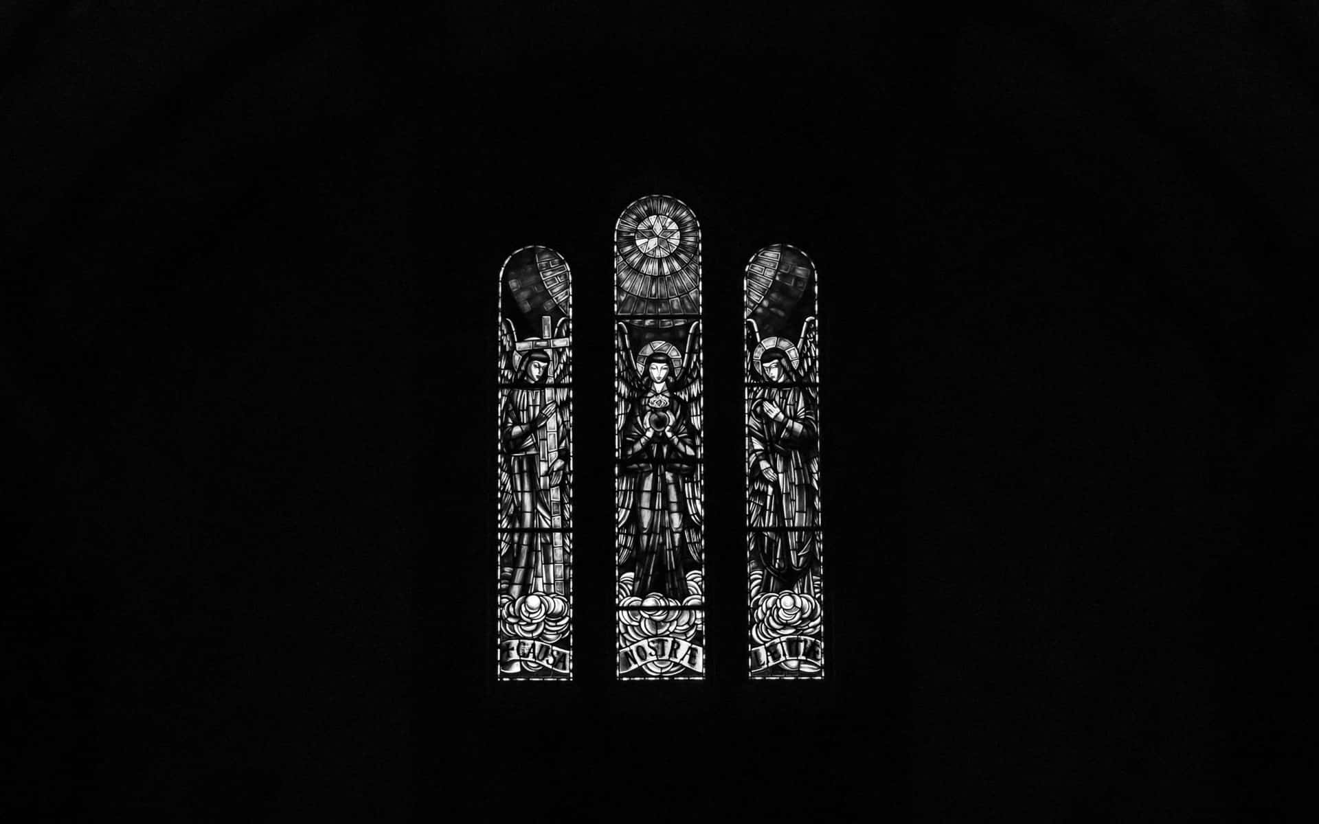 Gothic_ Stained_ Glass_ Triptych Wallpaper