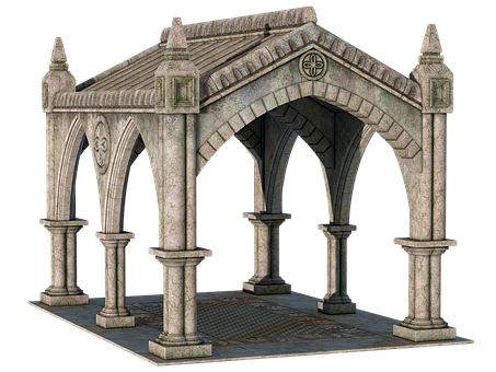 Gothic Stone Archway Structure PNG