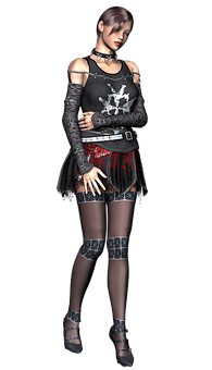 Gothic_ Style_ Animated_ Girl PNG