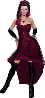 Gothic Style Animated Woman PNG