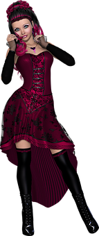 Gothic Style Animated Woman PNG