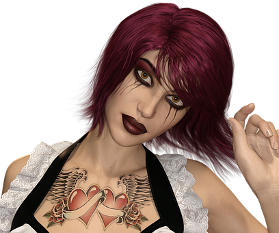 Gothic Style Animated Woman PNG