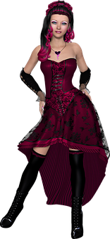 Gothic Style Fantasy Woman PNG