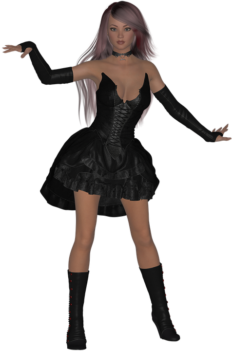 Gothic Style Female Character3 D Render PNG