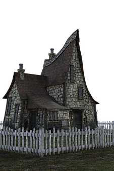 Gothic Style Stone House Night PNG