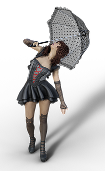 Gothic_ Style_ Woman_with_ Umbrella PNG