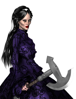 Gothic Womanwith Axe PNG