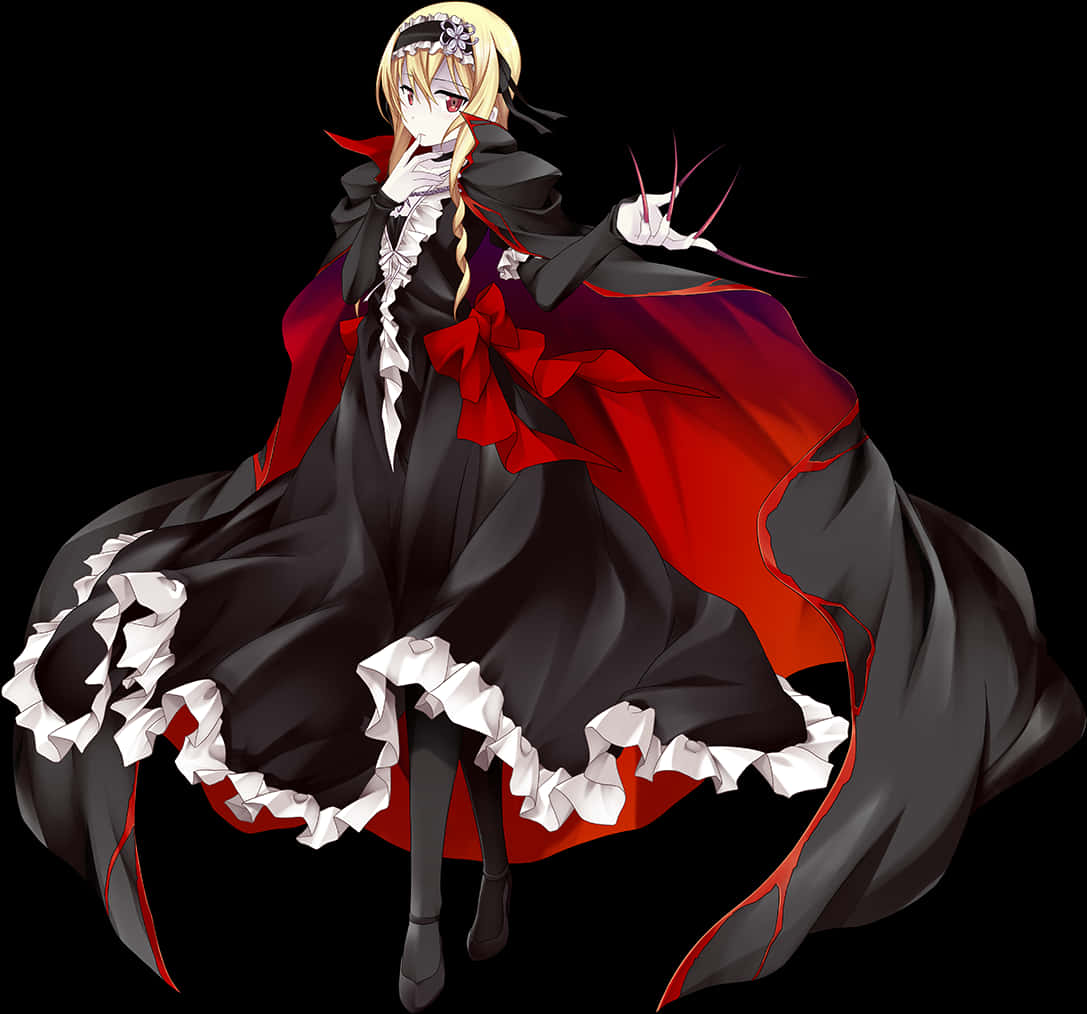 Gothic_ Anime_ Boy_in_ Red_and_ Black PNG