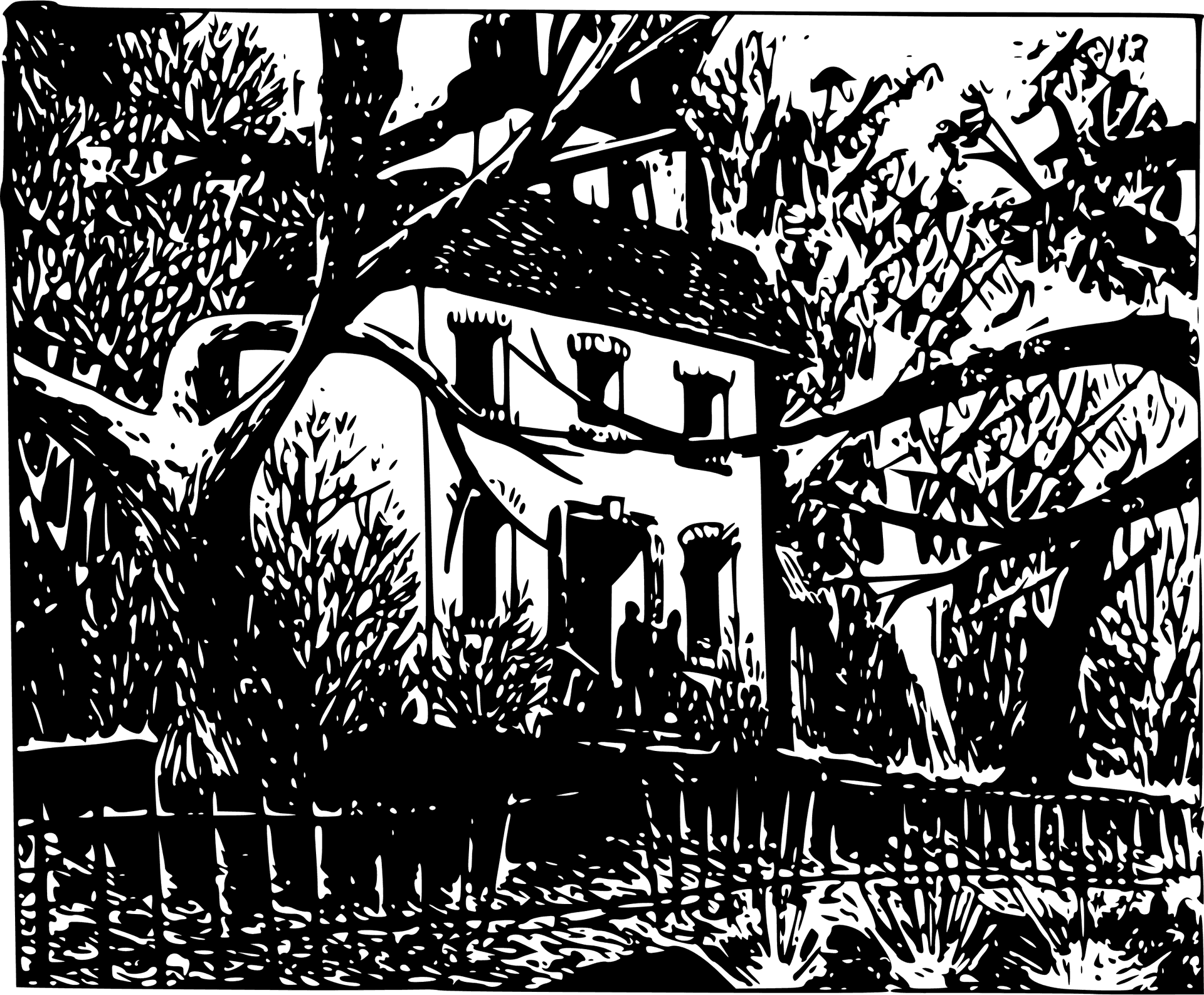 Gothic_ Haunted_ House_ Silhouette PNG