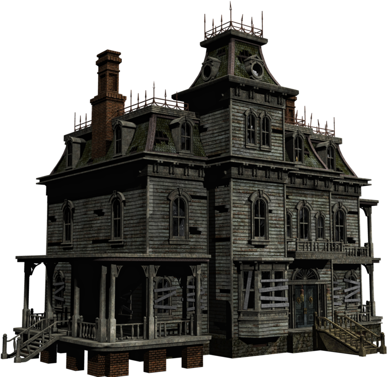 Gothic_ Haunted_ House_3 D_ Render PNG