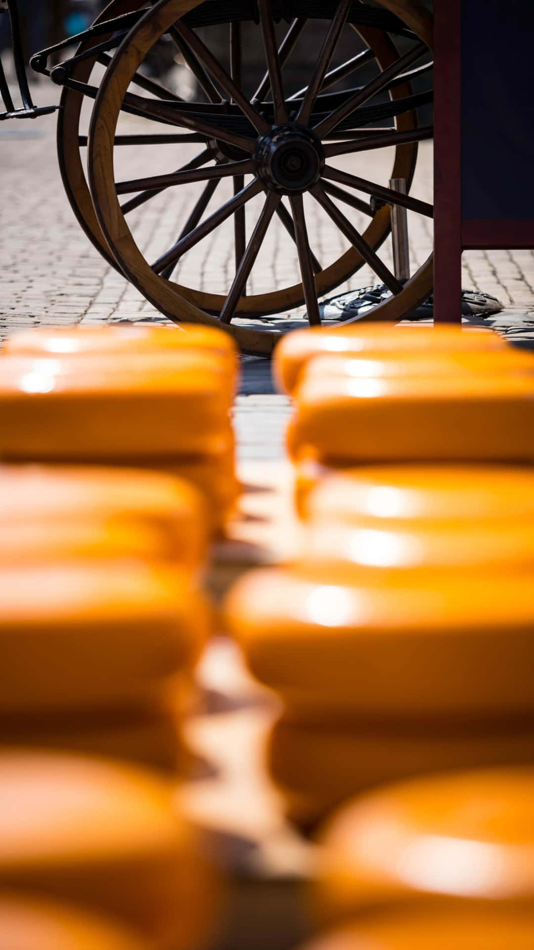 Gouda Cheese Wheelsand Cart Wallpaper