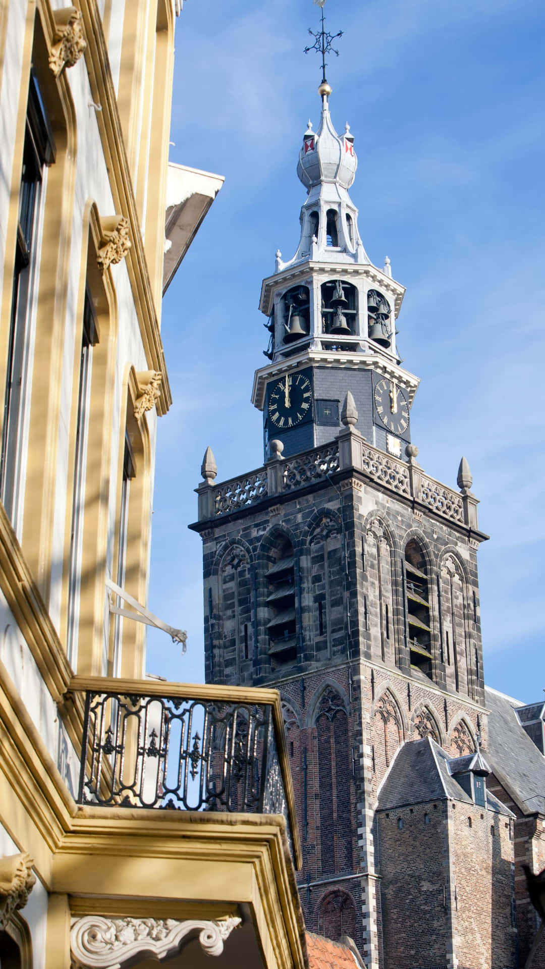 Gouda Historical Towerand Balcony Wallpaper