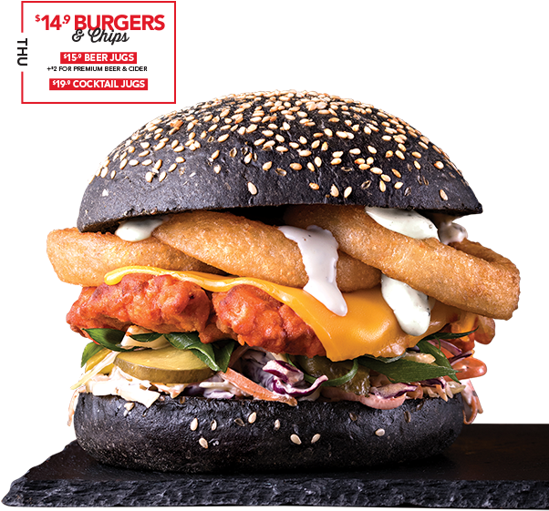 Gourmet Black Bun Burger Special PNG