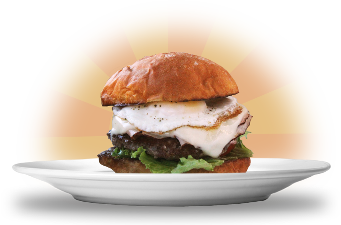 Gourmet Burger Sunrise Background PNG