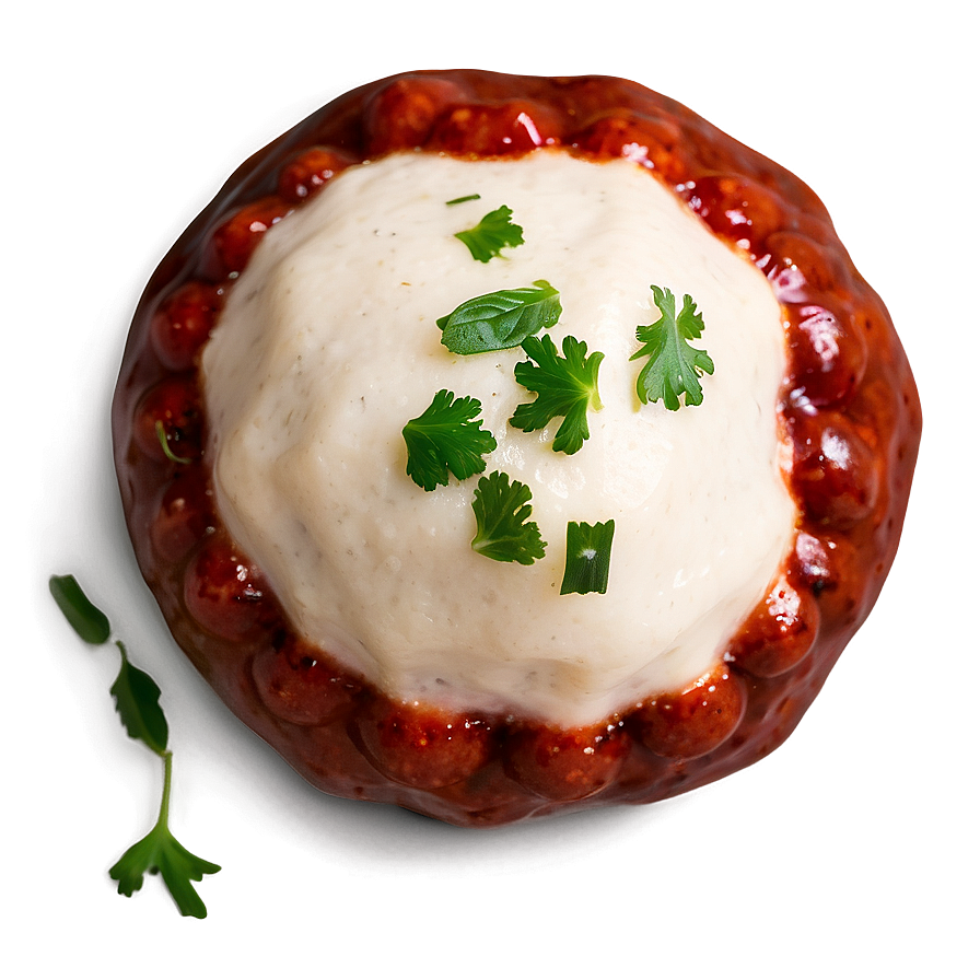 Gourmet Meatballwith Sauceand Cheese Topping PNG