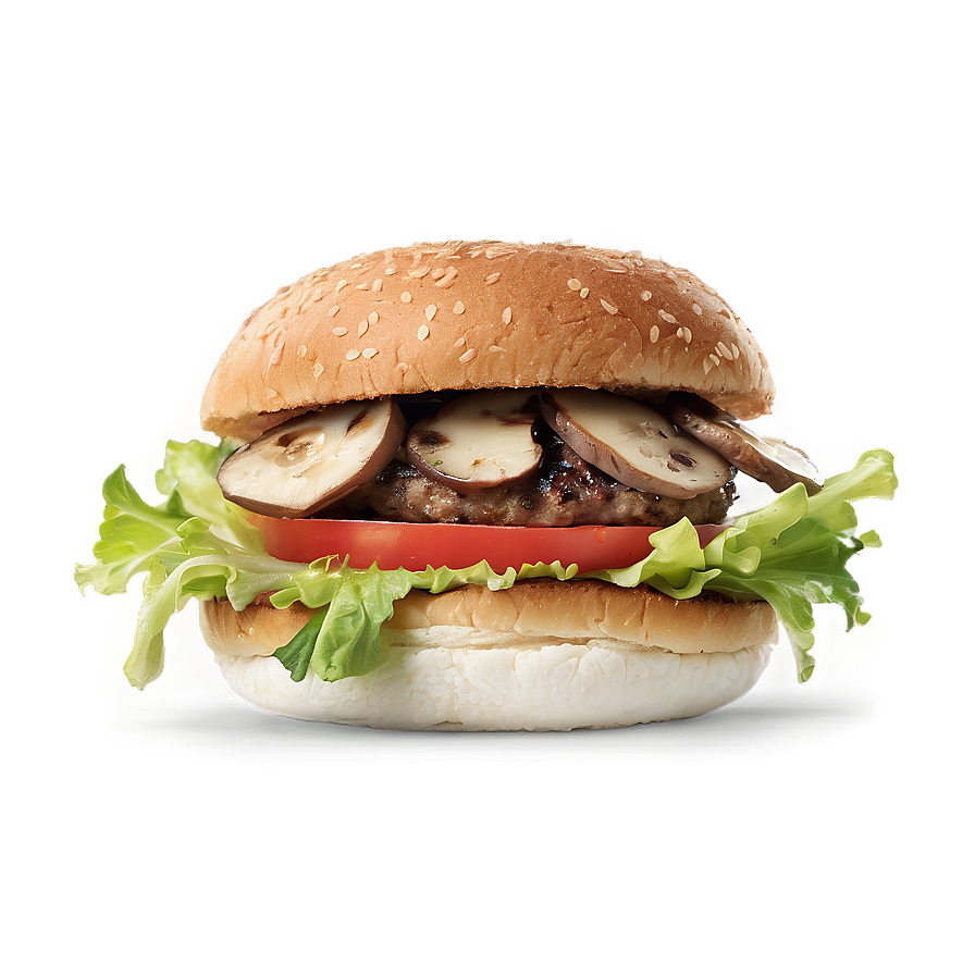 Gourmet Mushroom Swiss Burger Png Yyb14 PNG