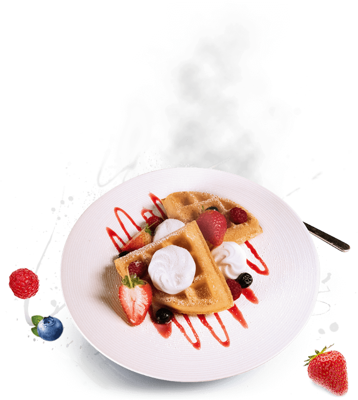 Gourmet Wafflewith Fresh Berriesand Cream PNG