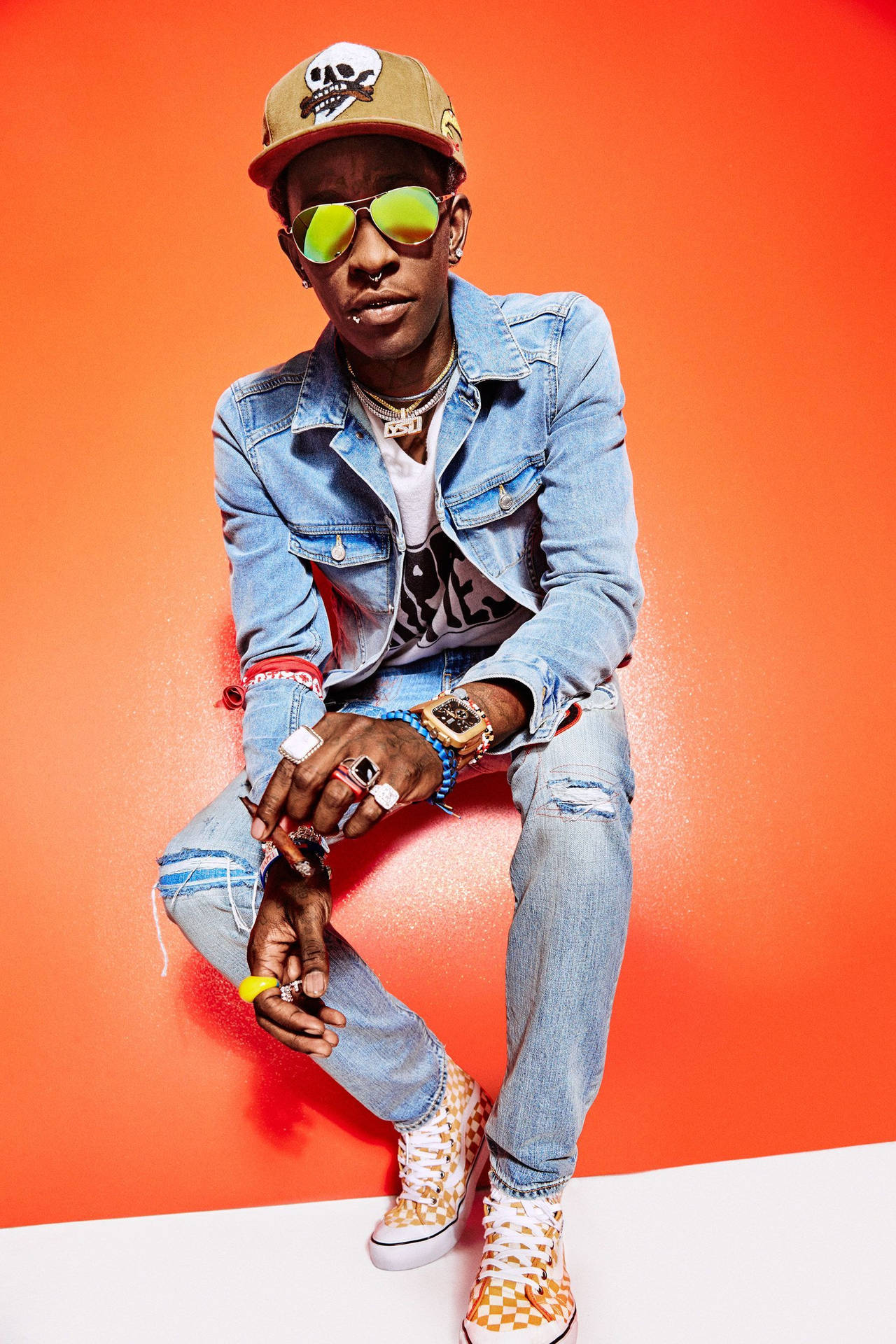 Young Thug rocks an outrageous outfit in his GQ Magazine photoshoot Wallpaper