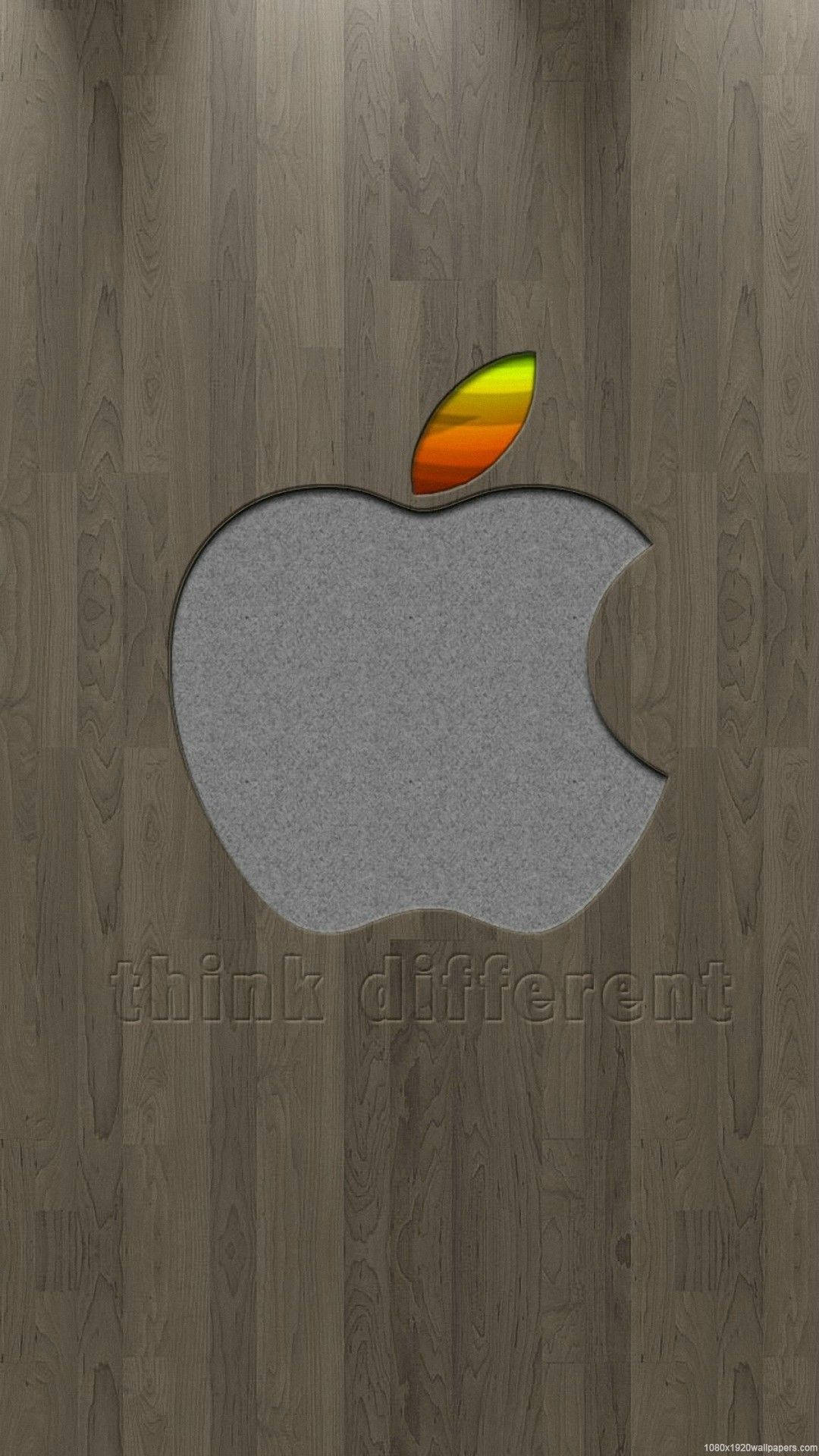 Grå Præget Apple Logo Iphone Wallpaper
