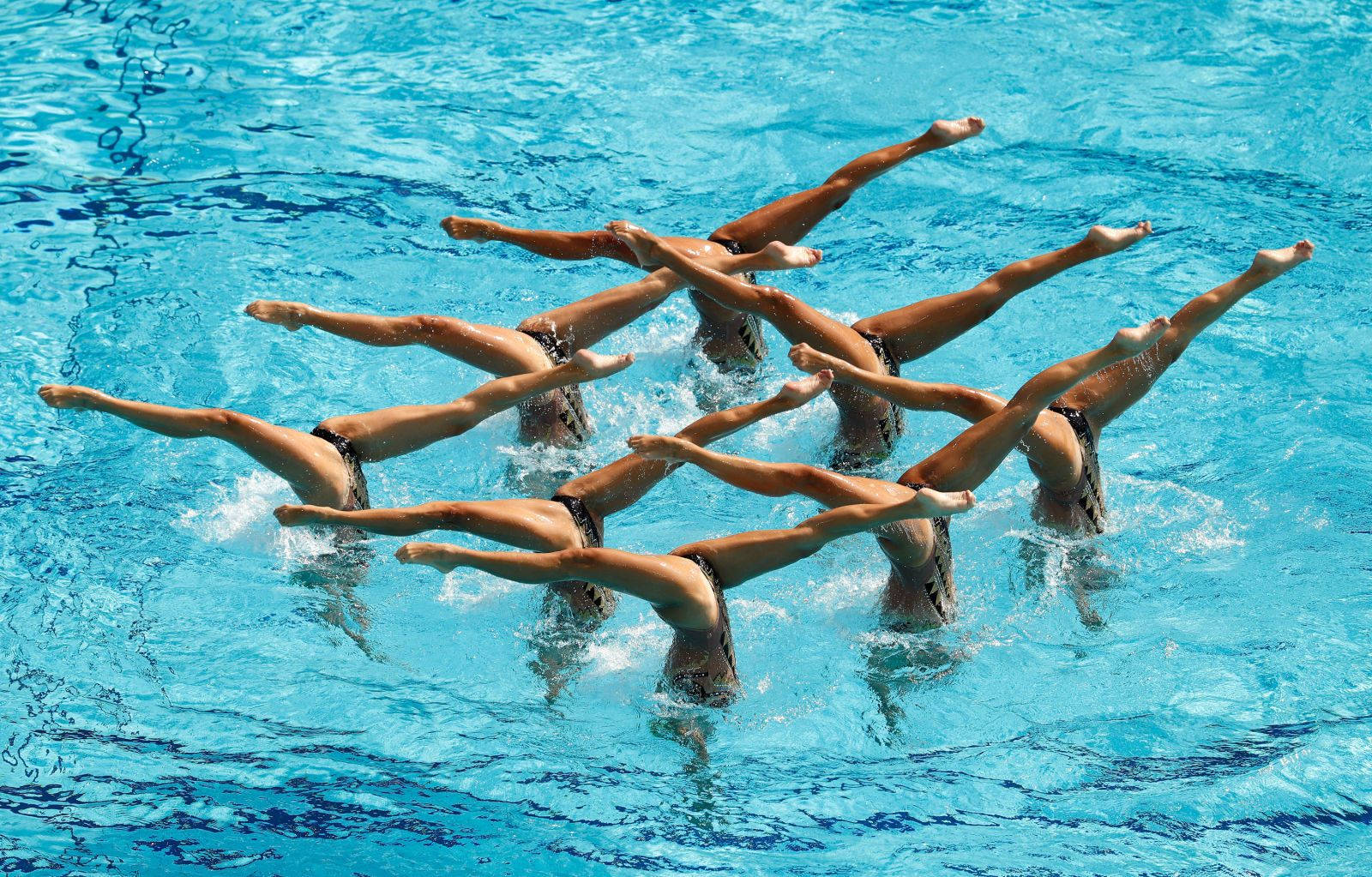 Graceful Performance In Synchronized Swimming Wallpaper