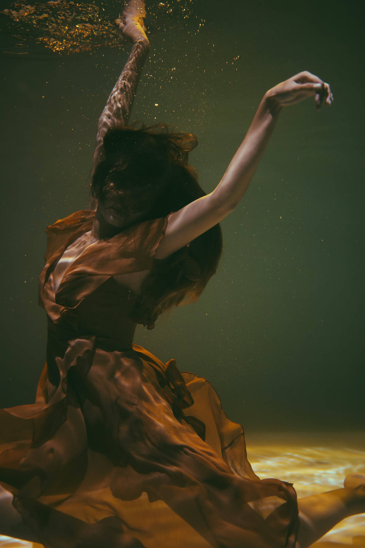 Graceful Woman Underwater Aesthetic Photography