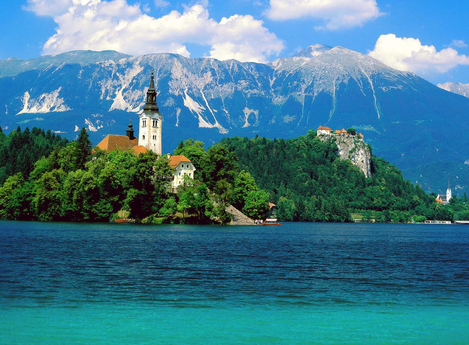 Gradient Blue Waters Of Lake Bled Wallpaper
