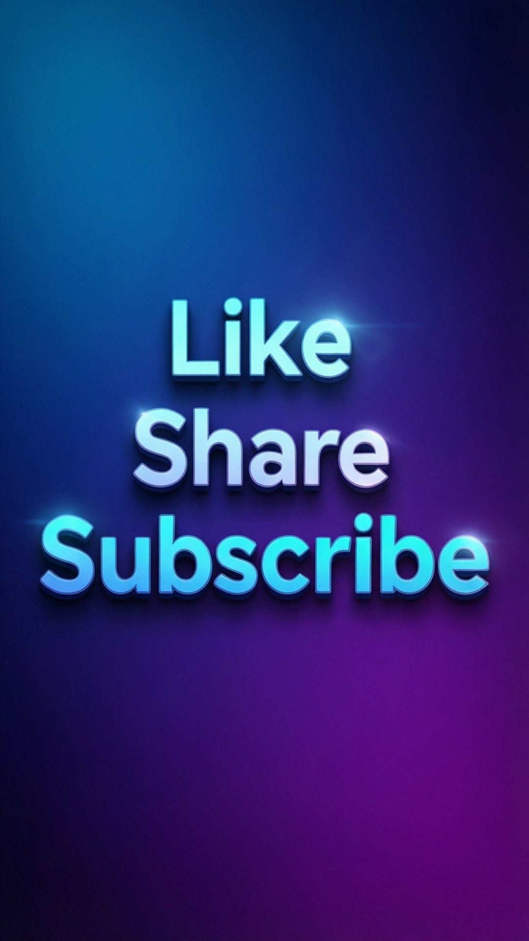 A blue-purple gradient wallpaper with glowing 'Like Share Subscribe' text.