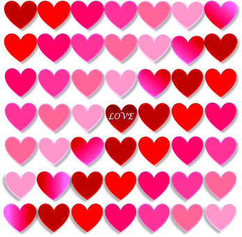 Gradient Hearts Love Pattern PNG