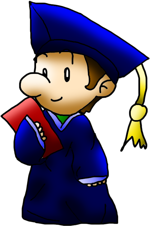 Graduate Cartoon Character Capand Gown.png PNG