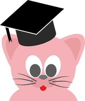 Graduate Cat Cartoon Clipart PNG
