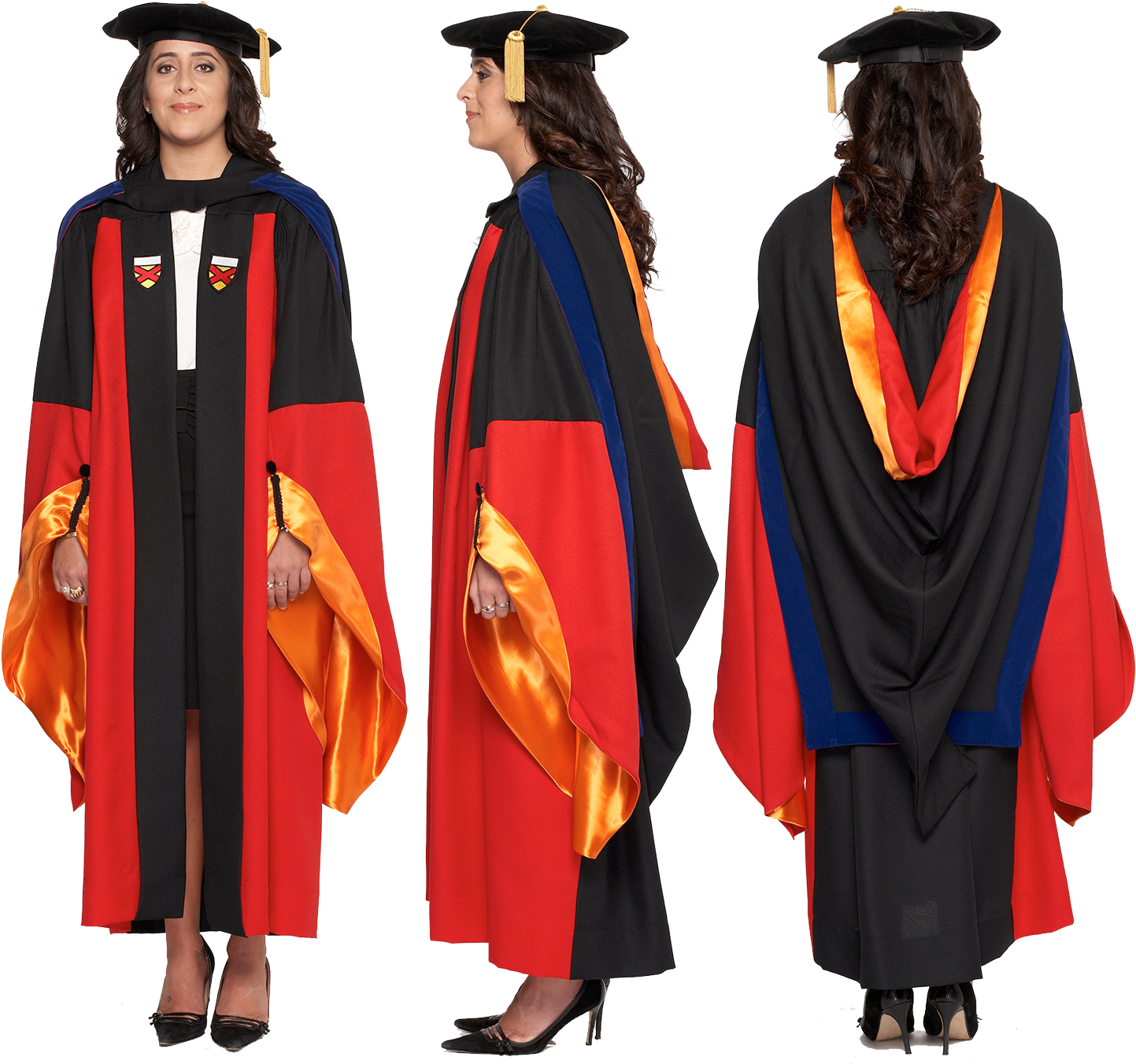 Graduate In Cap And Gown Multiple Views PNG