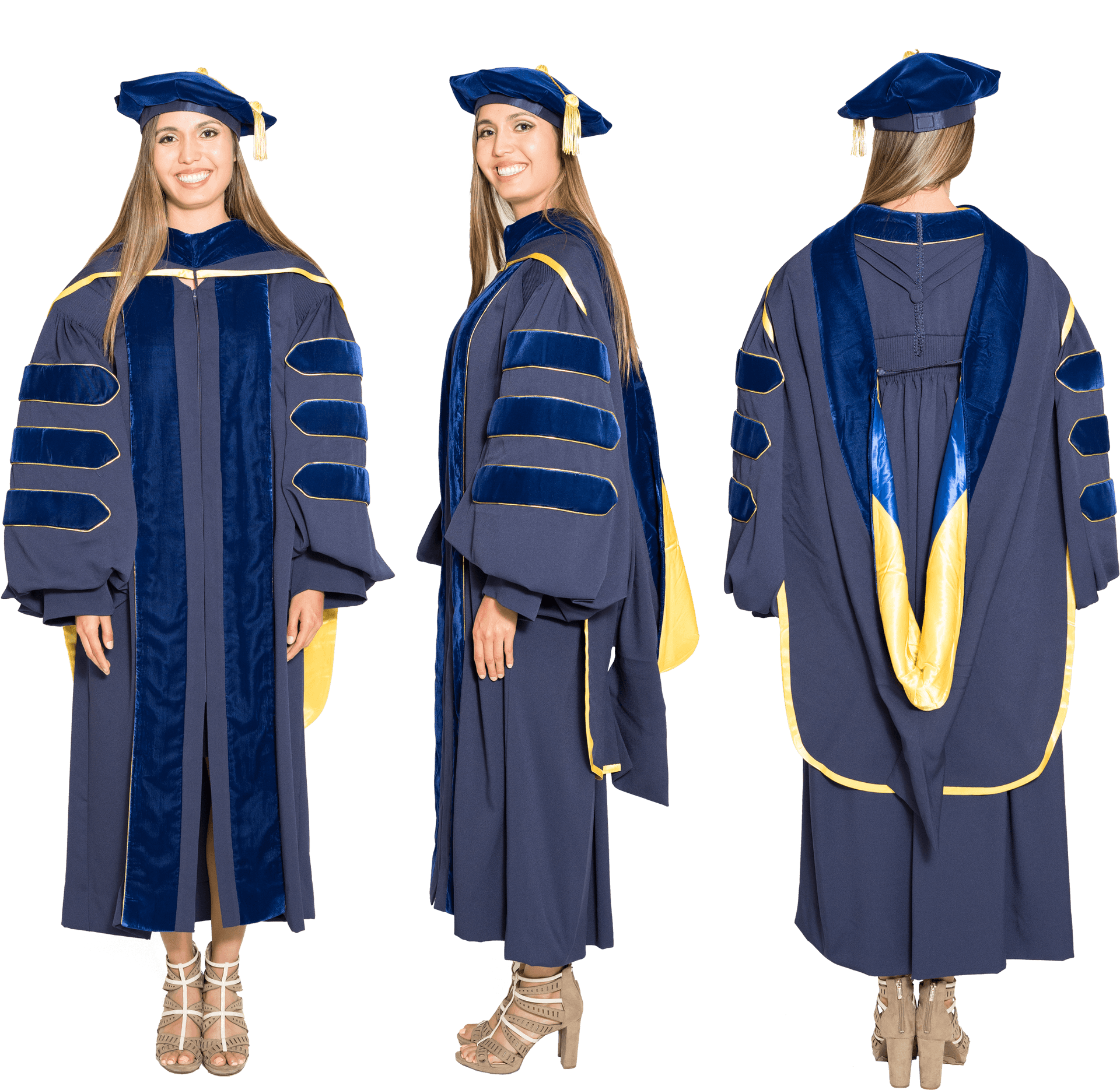 Graduatein Regalia Three Views PNG