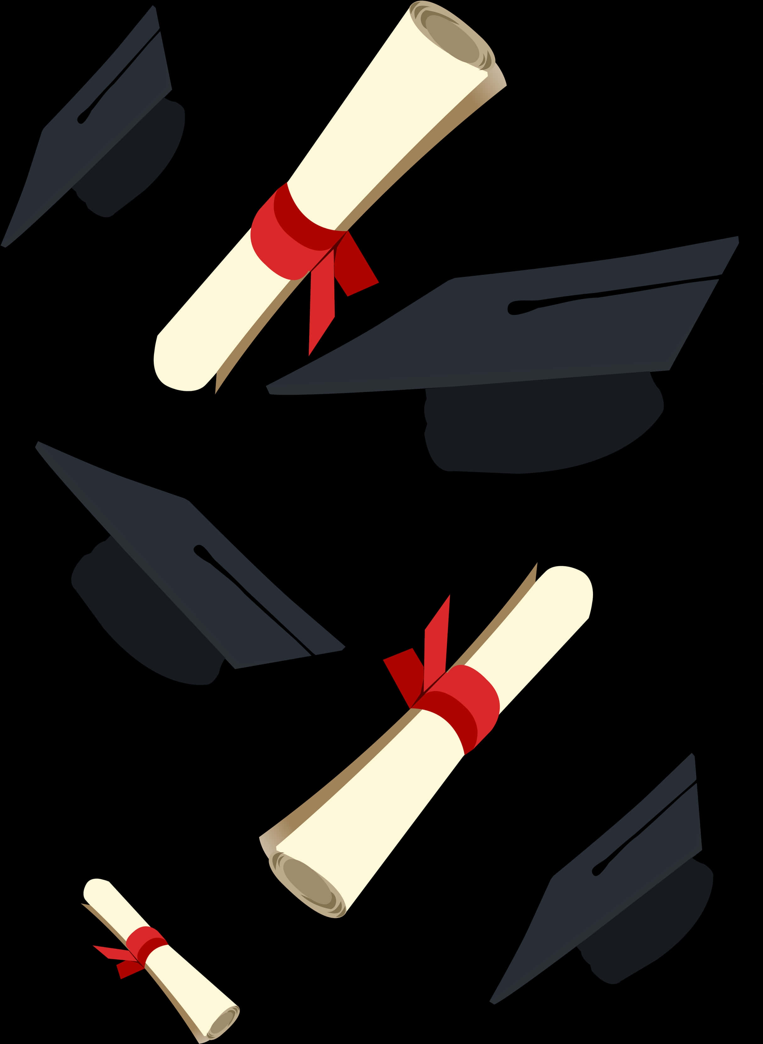 Graduation Capsand Diplomas Pattern PNG