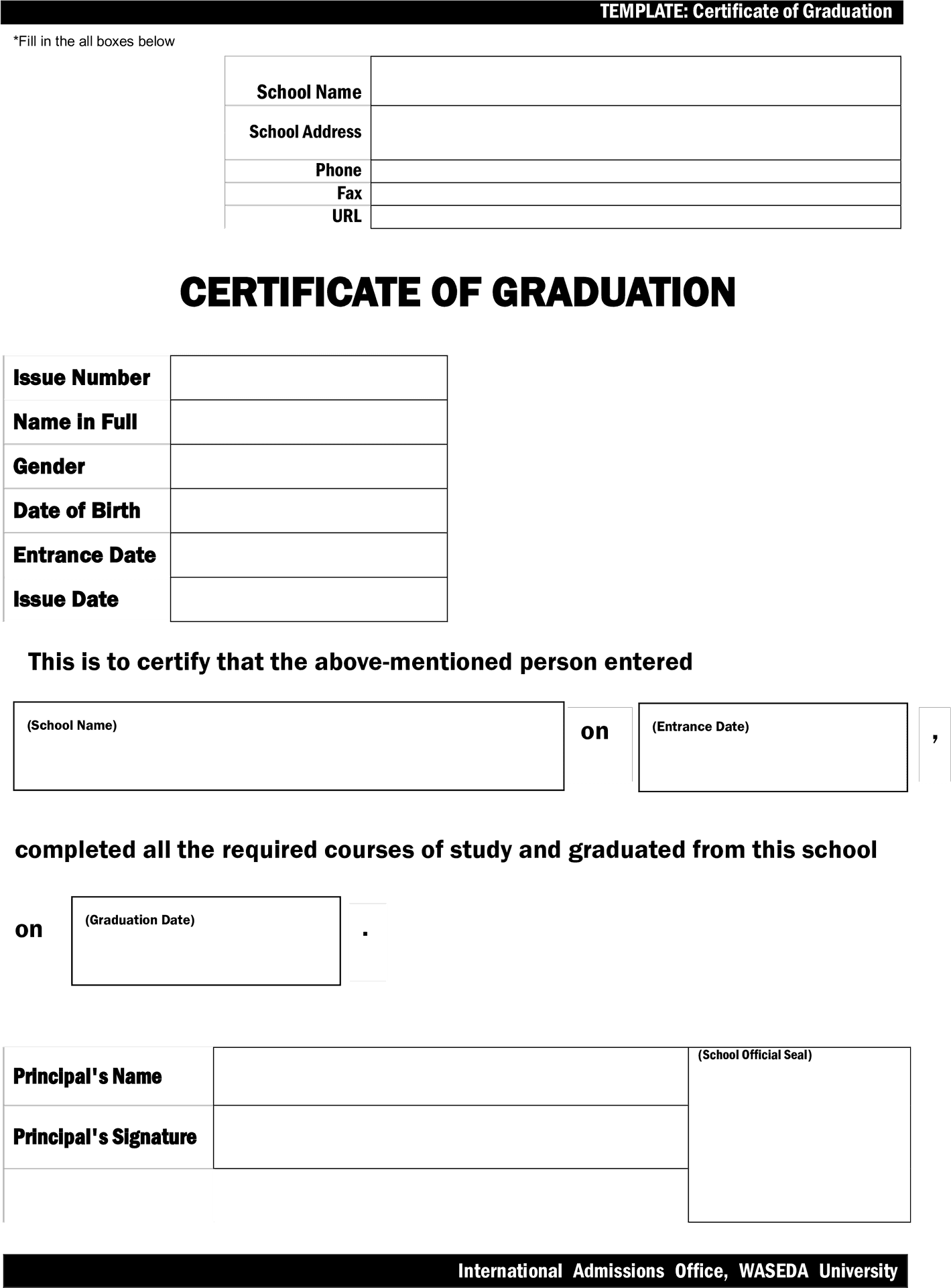 Graduation Certificate Template PNG