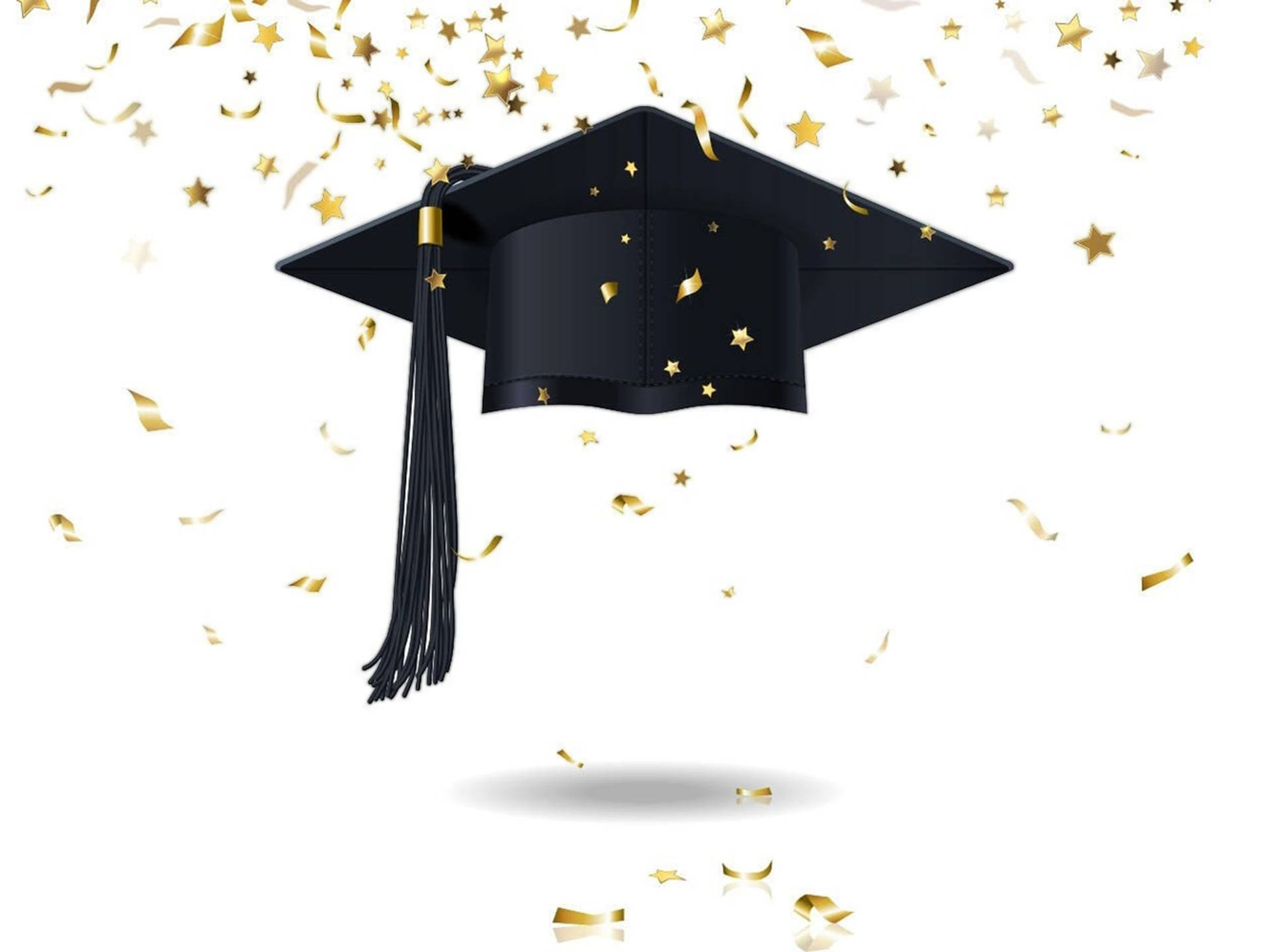 Graduation Hat With Gold Confetti