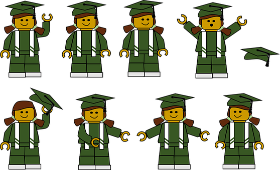 Graduation Lego Figures Animation PNG