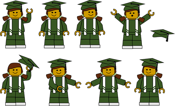 Graduation Lego Figures Celebration PNG