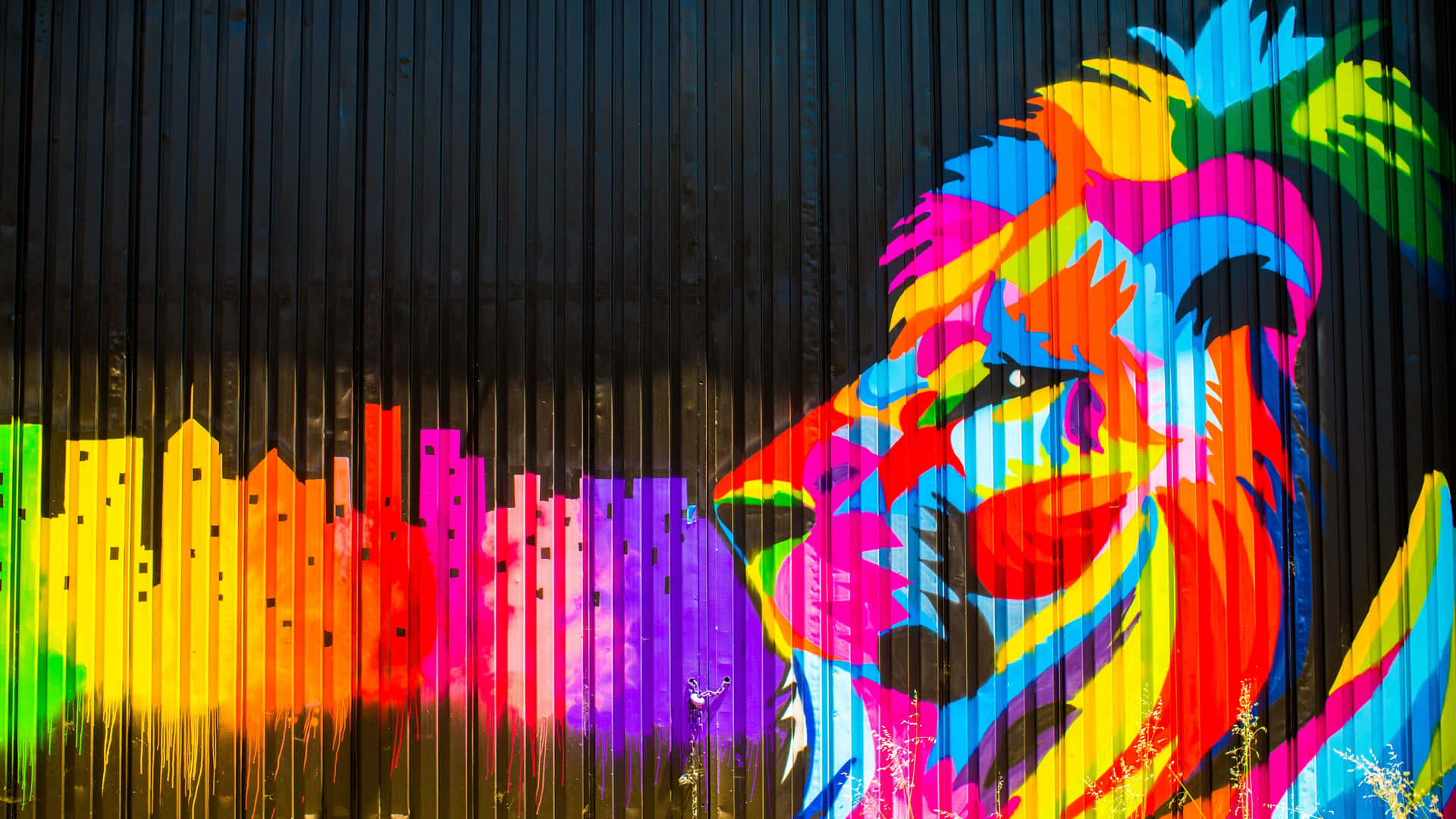 Farverig Graffiti bringer en væg til live Wallpaper