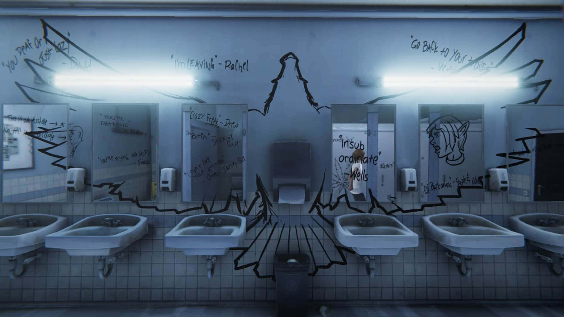 Graffiti Covered Bathroom Strange H D Wallpaper