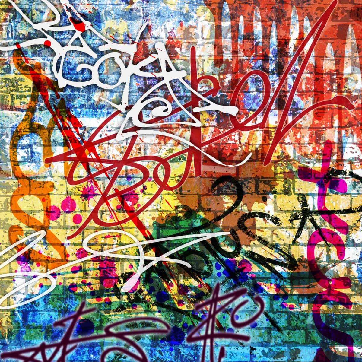 Graffiti Wall Art In A Messy Rendering Wallpaper