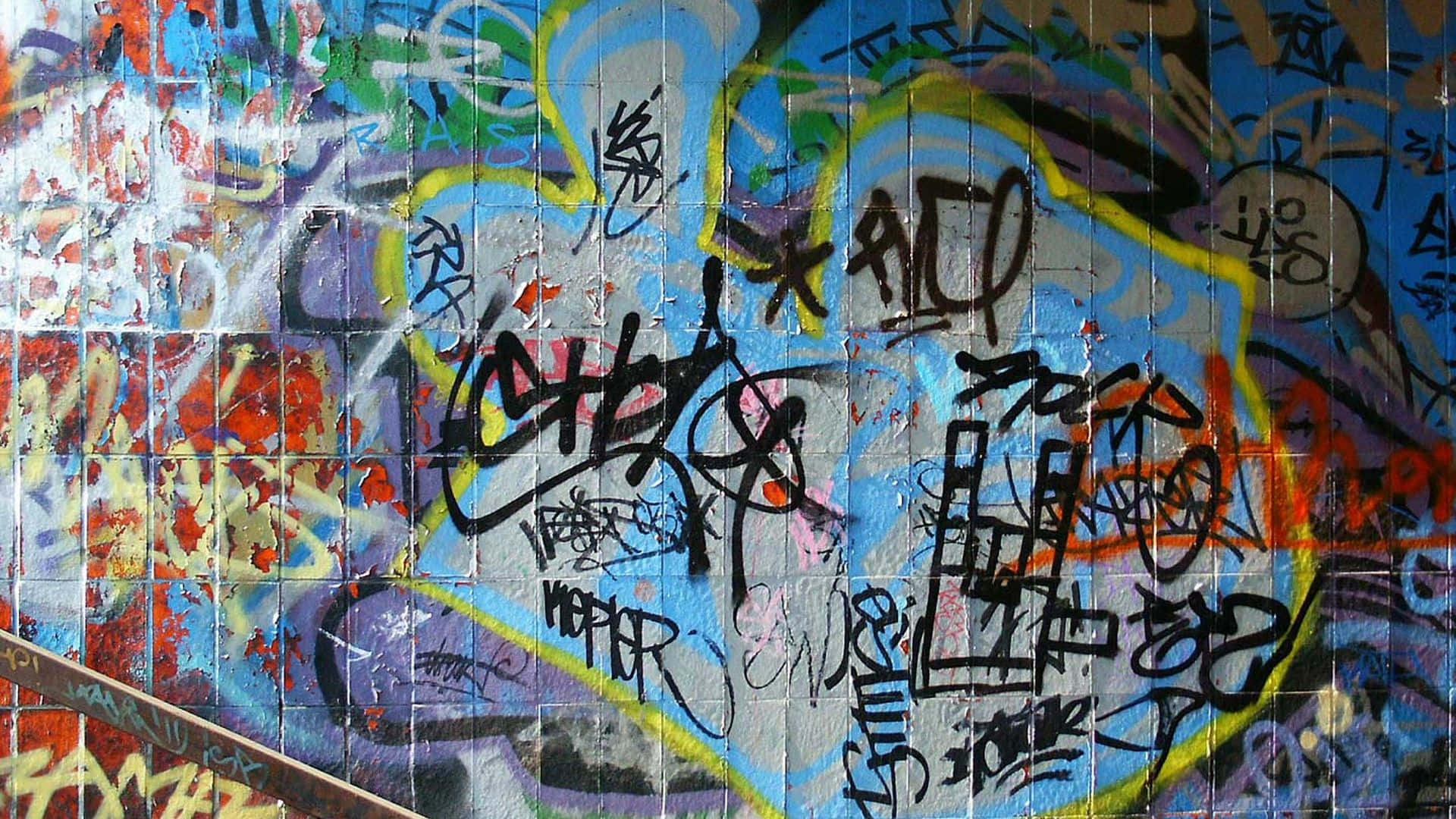 Artedi Graffiti Su Un Muro In Un Caos Artistico Sfondo