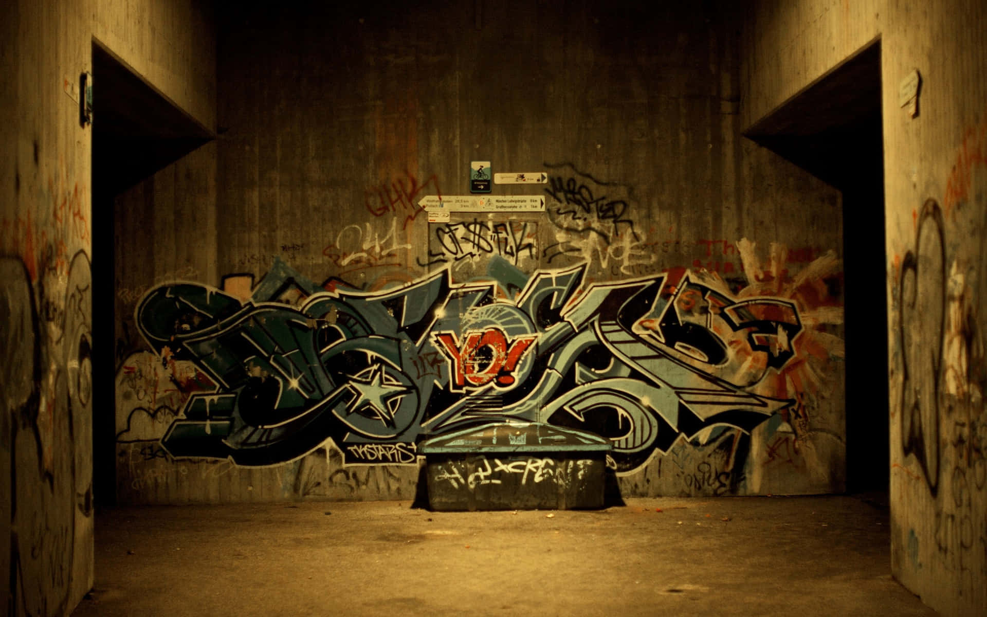 Graffiti Wall Art In An Empty Space Background