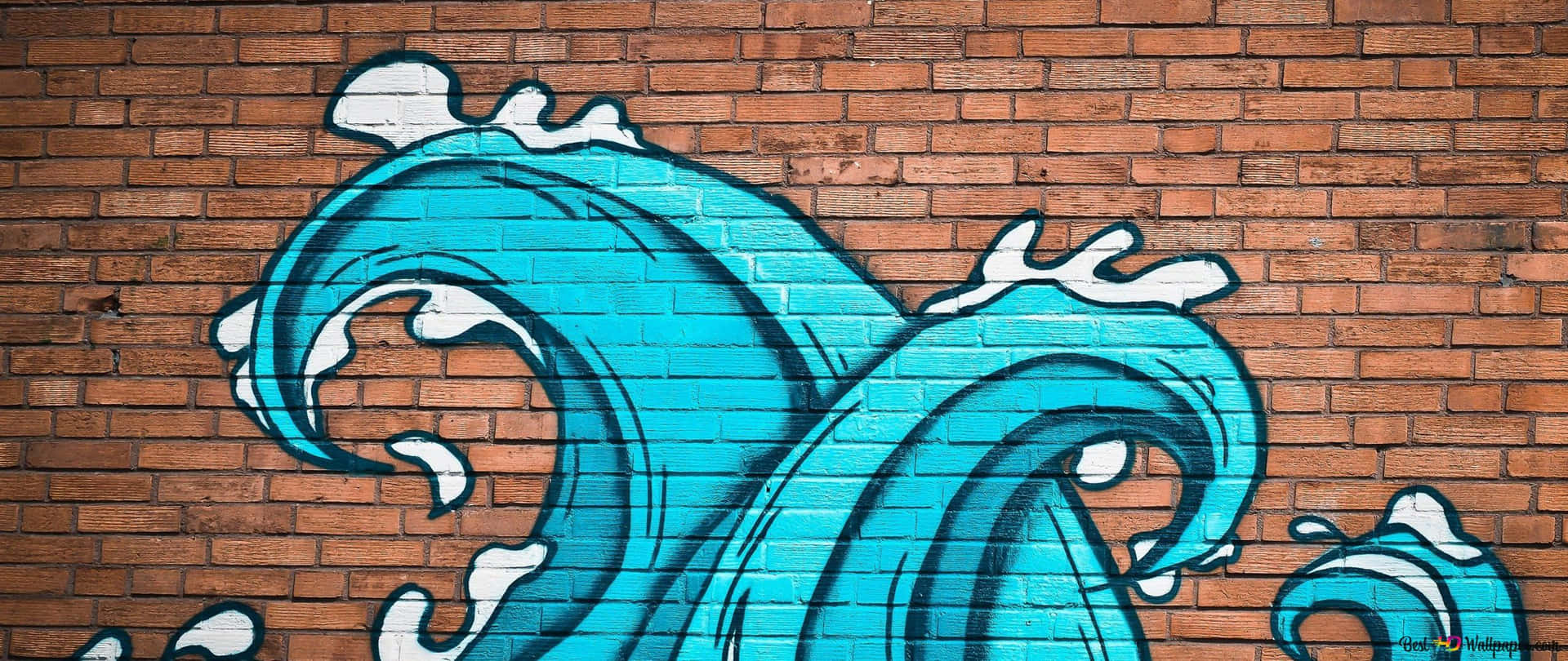 Graffiti Wall Art Of Waves Background