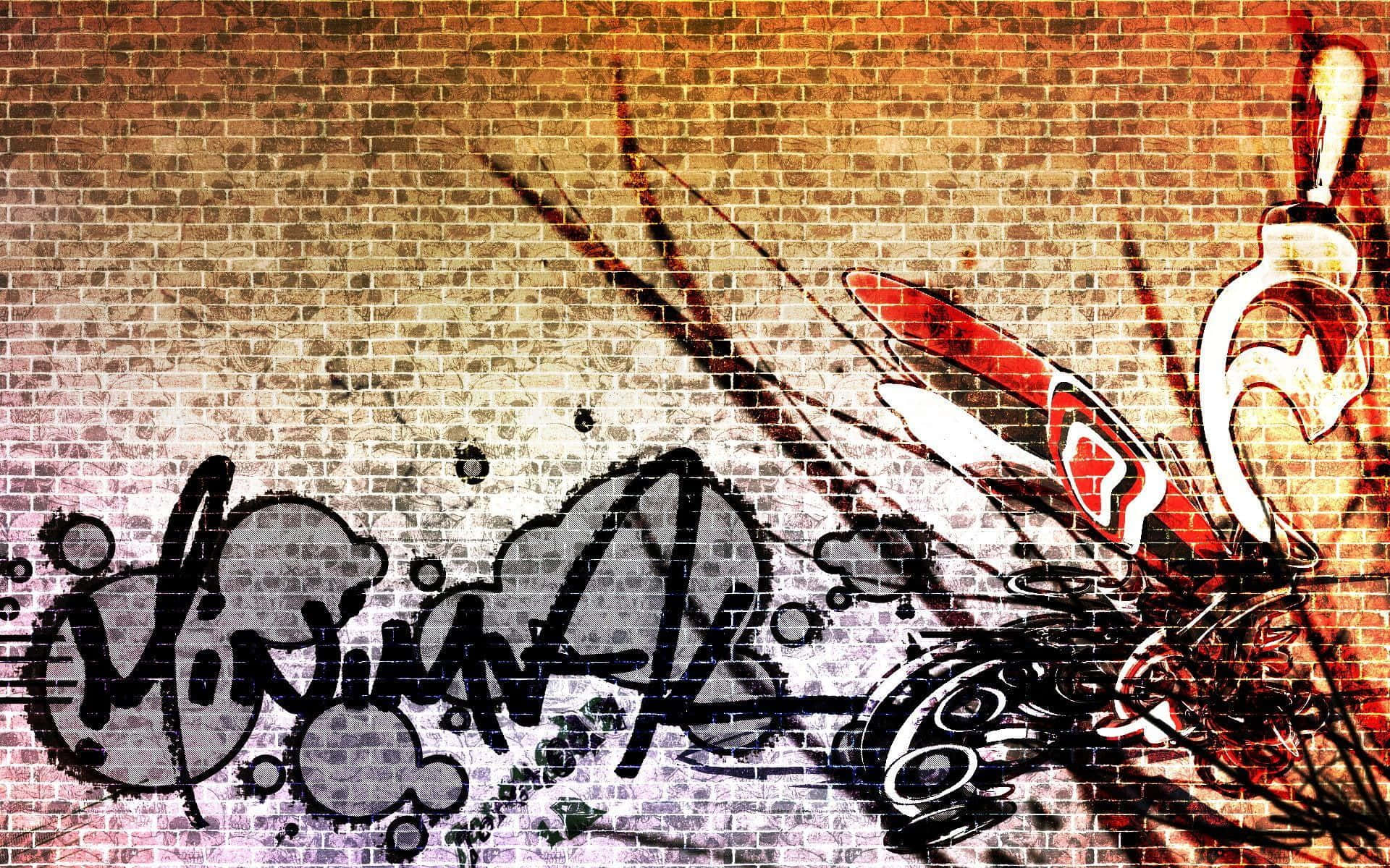 Graffiti Wall Art With Abstract Doodles Background