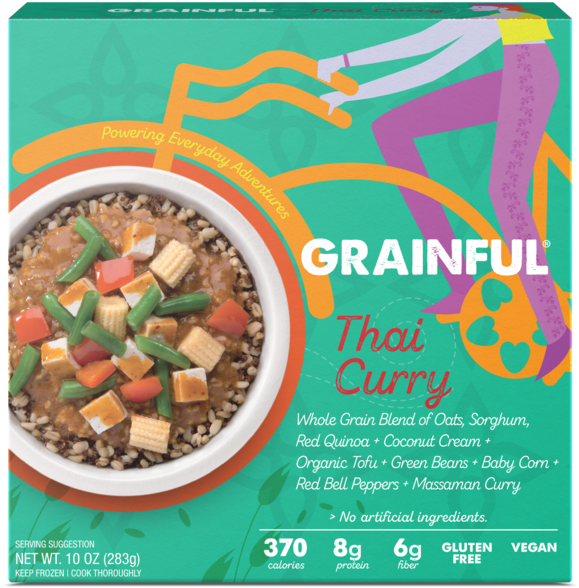 Grainful Thai Curry Frozen Meal Packaging PNG