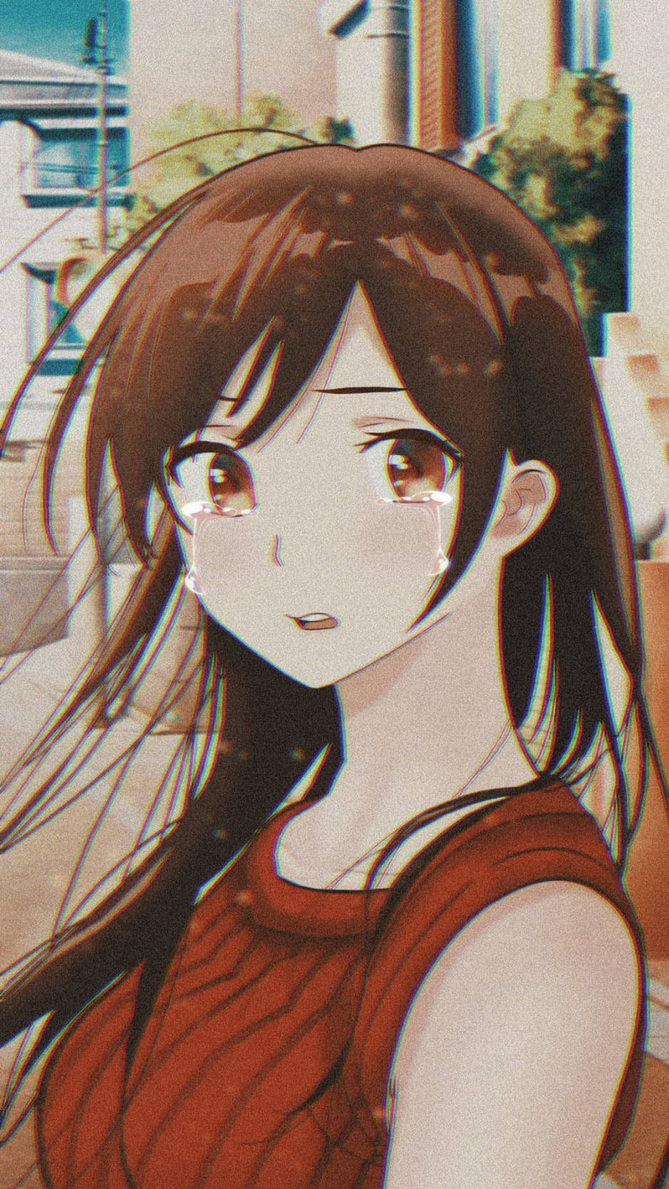 Grainy Sad Aesthetic Anime Girl Wallpaper