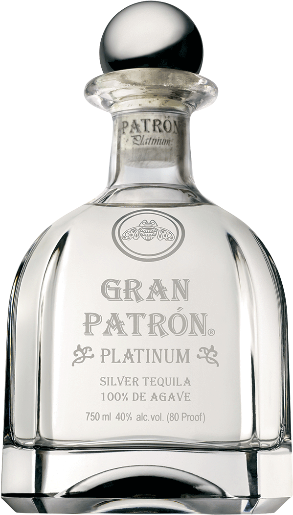 Gran Patron Platinum Silver Tequila Bottle PNG