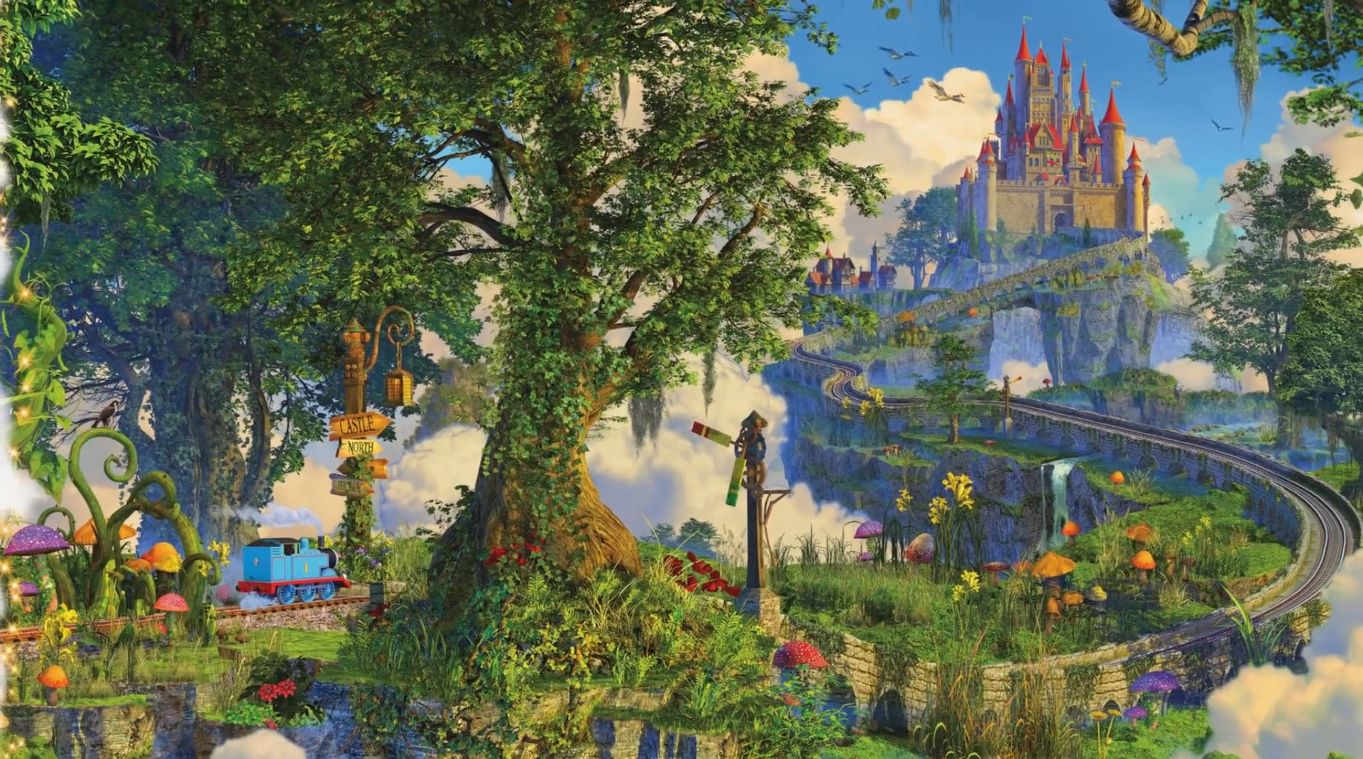 Grand Castle In An Enchanted Land Wallpaper