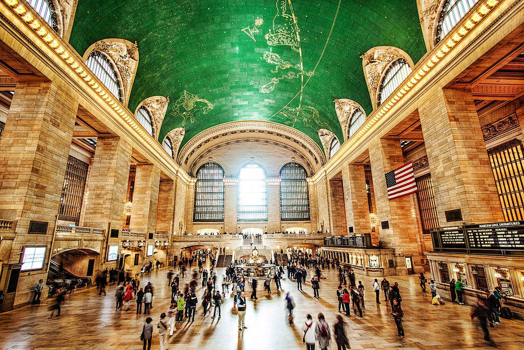 Grand Central Station Green Ceiling Wallpaper
