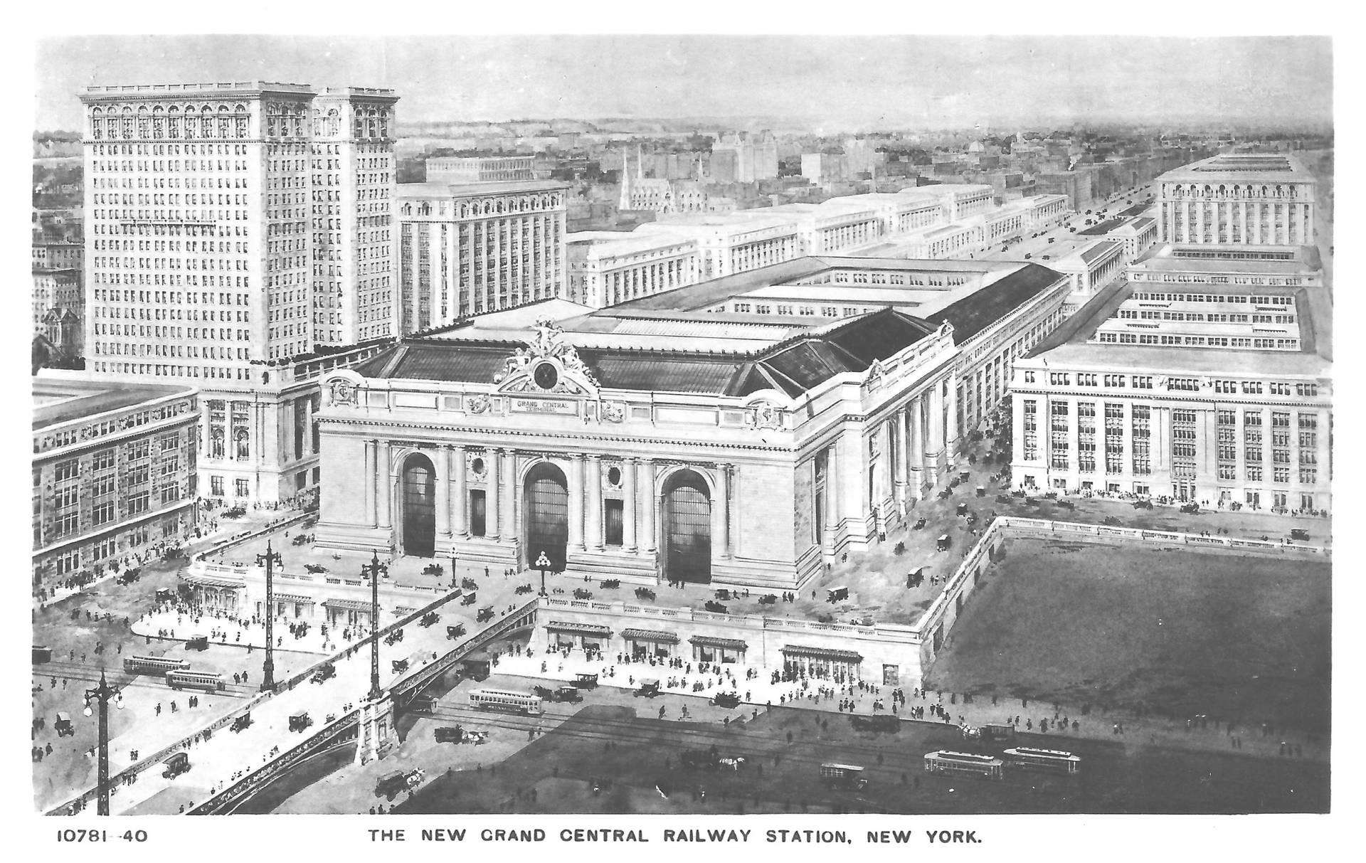Grand Central Station Vintage Drawing Wallpaper